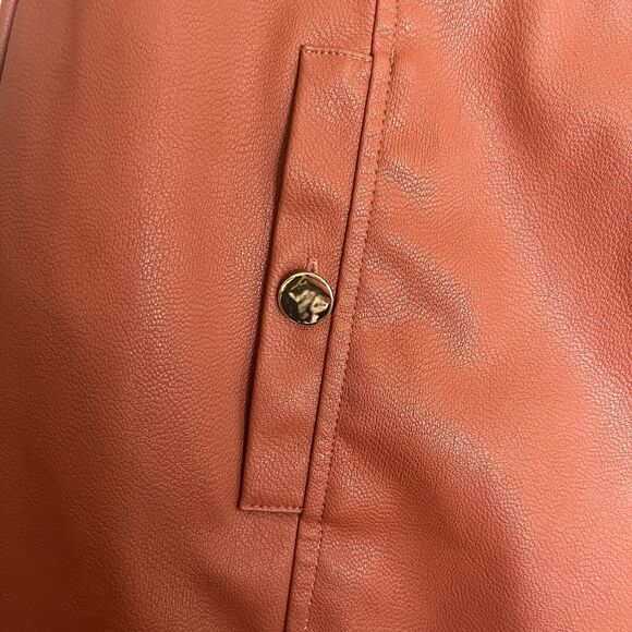 Ann Taylor Loft Brown Vegan Leather A Line Skirt Front Pockets size 6 - Picture 2 of 6
